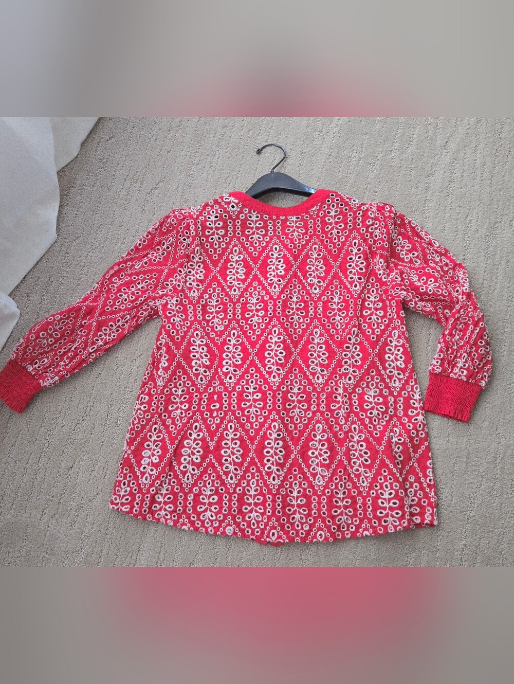 Cabi Lyric Embroidered Red White Eyelet top M EUC Cotton July 4 Nautical Summer - Picture 10 of 15